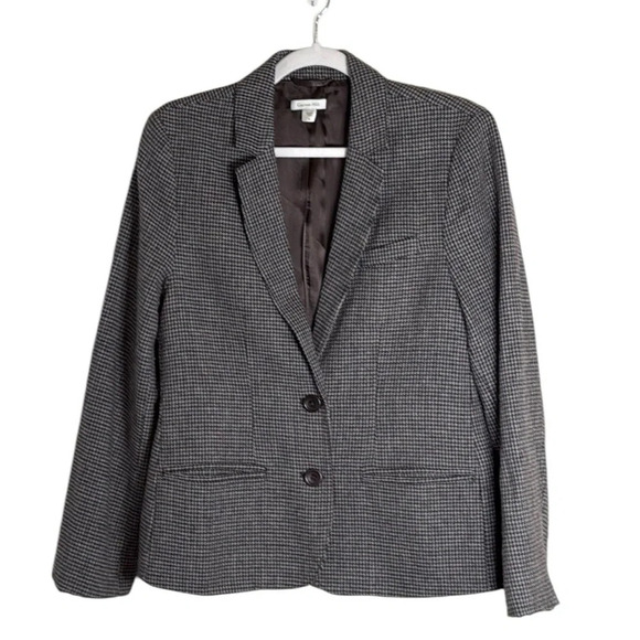 Garnet Hill Houndstooth Fitted Cropped Jacket Size 14 - Picture 1 of 8